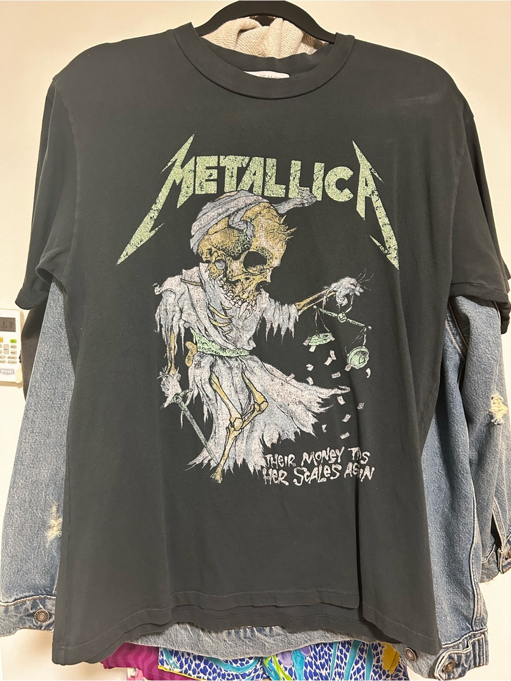 Daydreamer Black Metallica Graphic Tee with Green Glitter print
